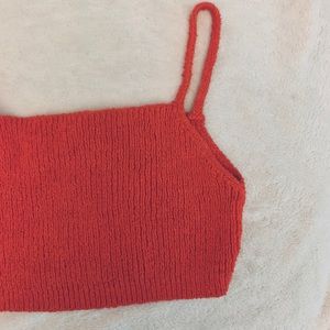 Zara Vibrant Coral Wooly Crop Top